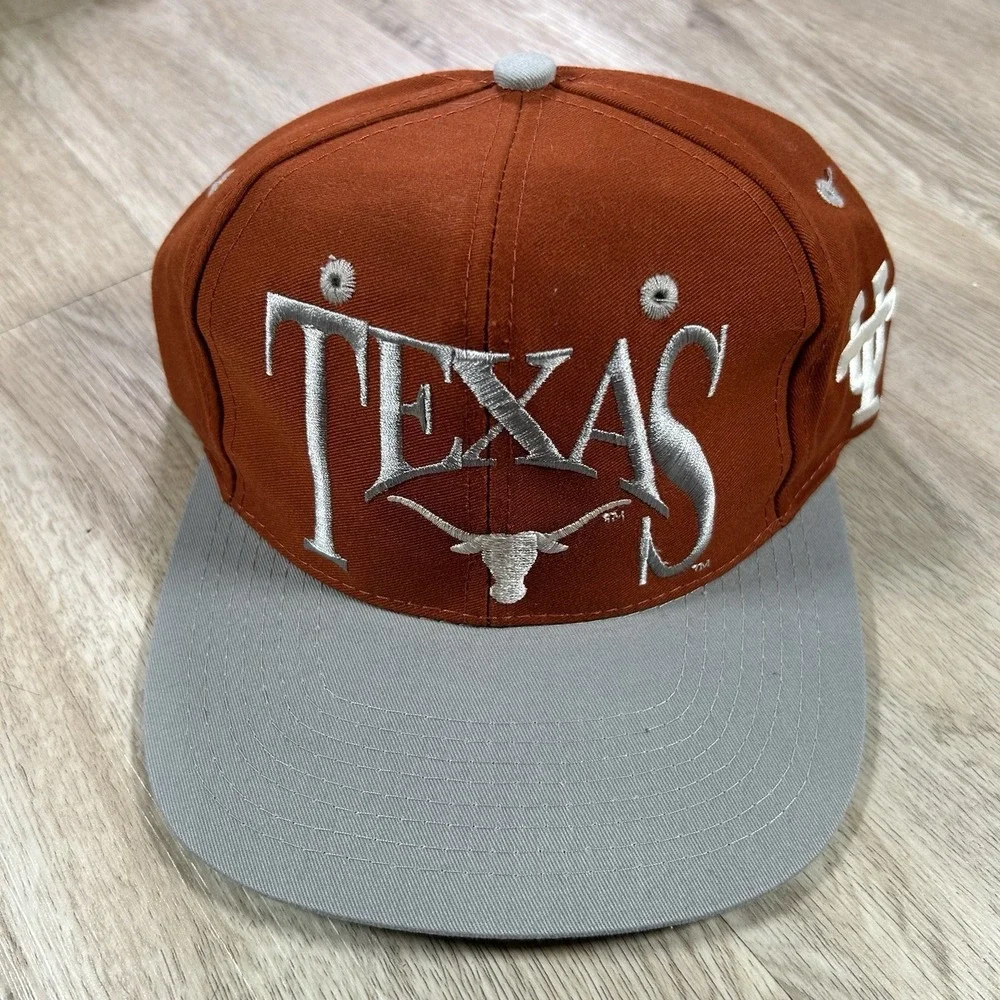 VTG Texas Longhorns Snapback Hat College The Game Orange Gray Big Logo Cap